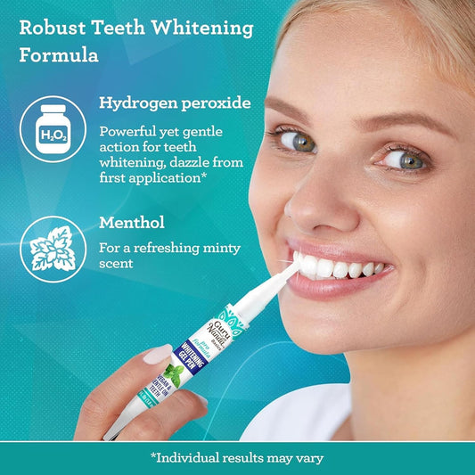 Teeth Whitening Pen,(0.06 Fl Oz)-20 Uses, Vegan & Gentle on Teeth Pro Formula - Hydrogen Peroxide Whitening Gel Pen, Cruelty-Free, Mint Flavor