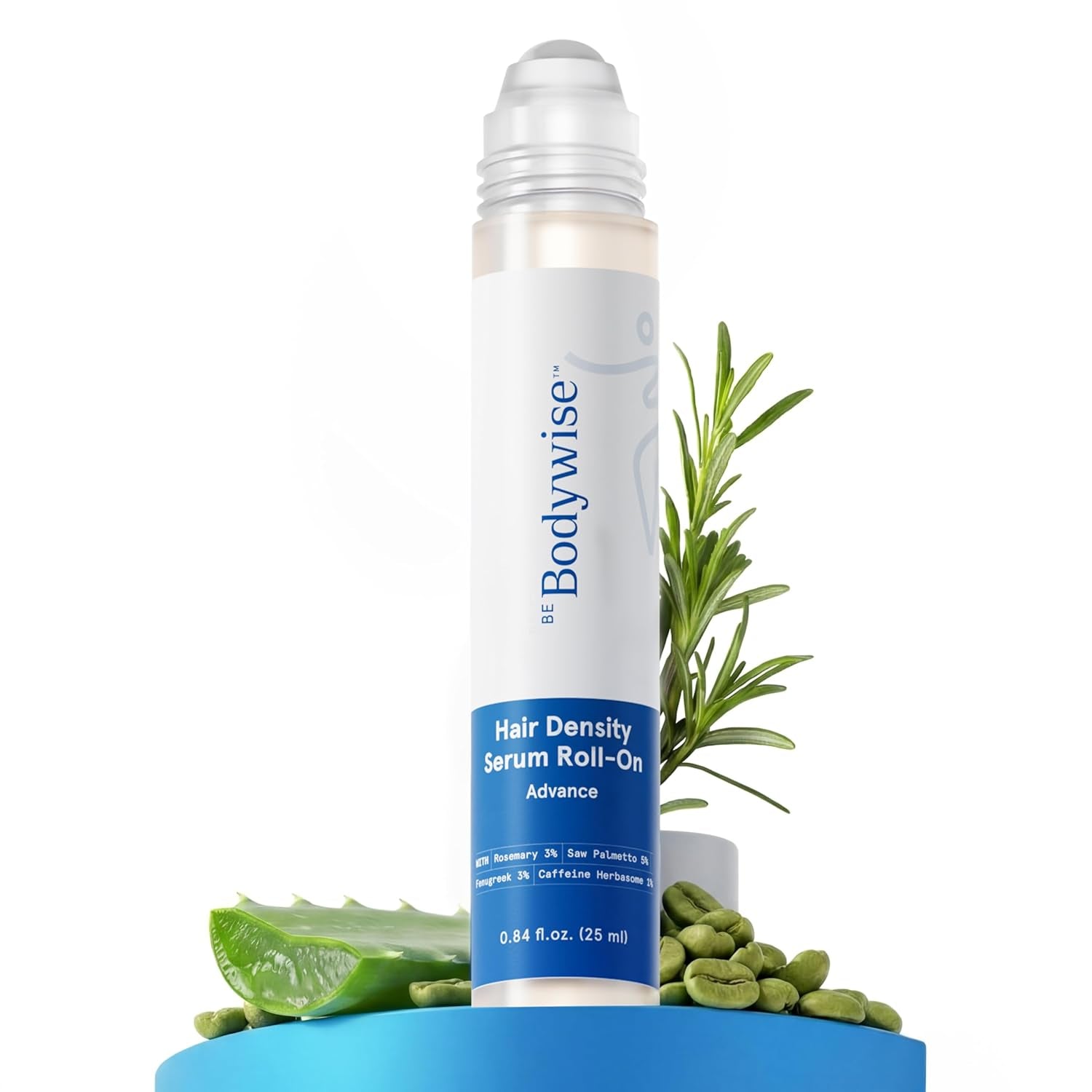 Advanced Hair Density Roll-On Serum 25 Ml | 5% Saw Palmetto, 3% Rosemary, 1% Caffeine Herbasome & 3% Fenugreek | Scalp Serum for Reduced Hair Fall | Men & Women