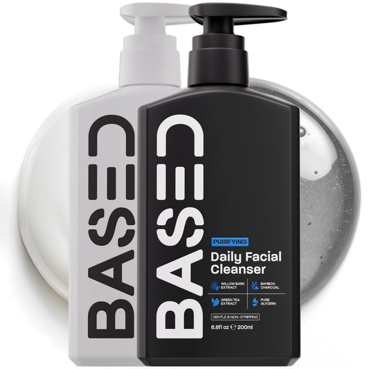BASED Daily Skincare Duo | Purifying Face Wash + Restoring Moisturizer | Built for All Skin Types | Healthy Ingredients | Hormone Safe - ZERO Endocrine Disruptors