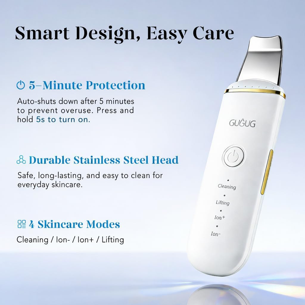 Skin Scrubber Face Spatula Skin Spatula Pore Cleaner Blackhead Remover Tools for Facial Deep Cleansing-4 Modes -White