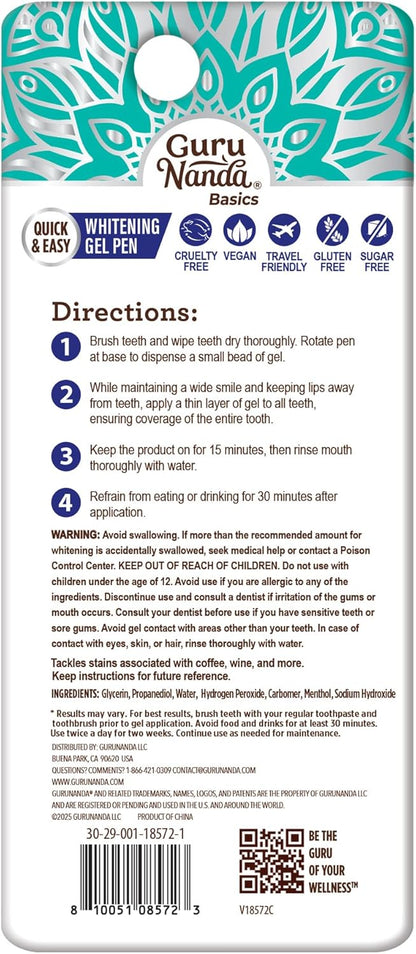 Teeth Whitening Pen,(0.06 Fl Oz)-20 Uses, Vegan & Gentle on Teeth Pro Formula - Hydrogen Peroxide Whitening Gel Pen, Cruelty-Free, Mint Flavor