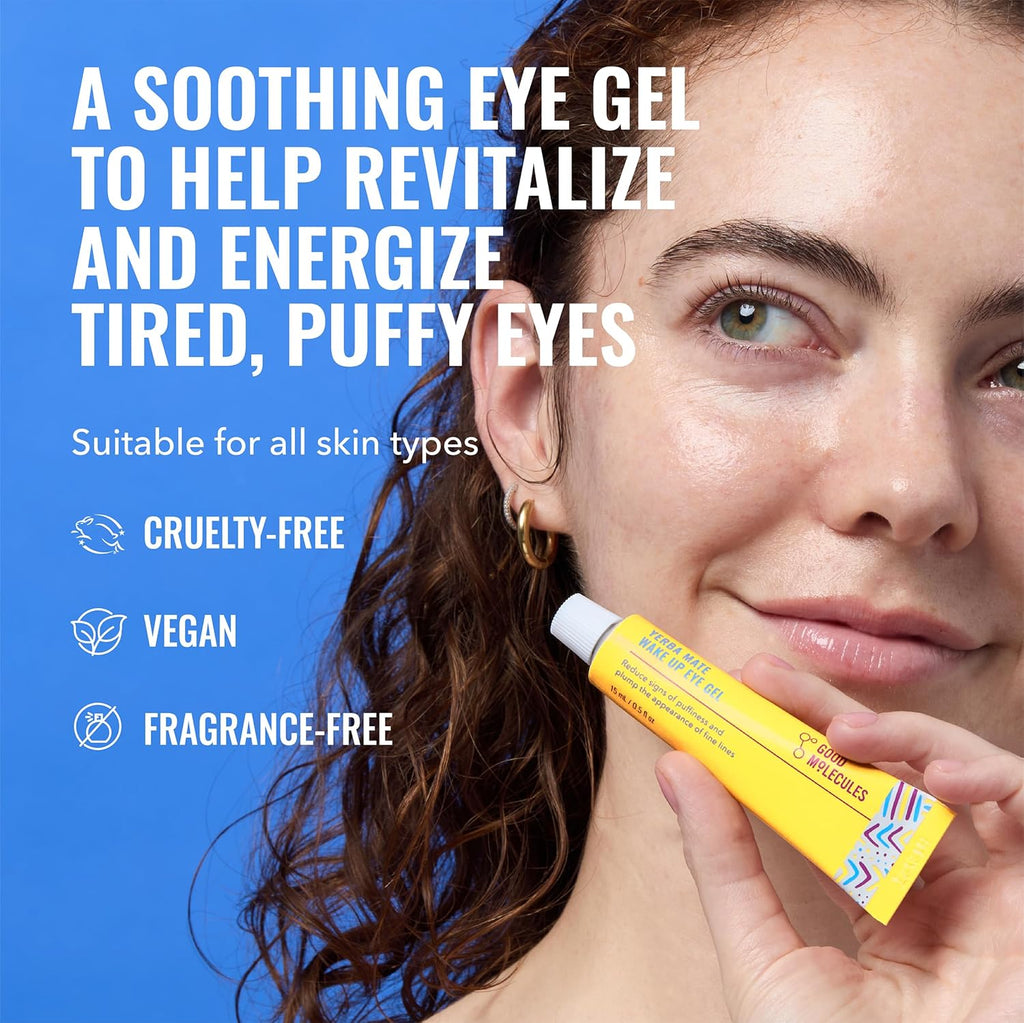 Yerba Mate Wake up Eye Gel - Hydrating under Eye Gel Cream with Hyaluronic Acid and Caffeine - Target Dark Circles and Puffiness - Skin Care for Face