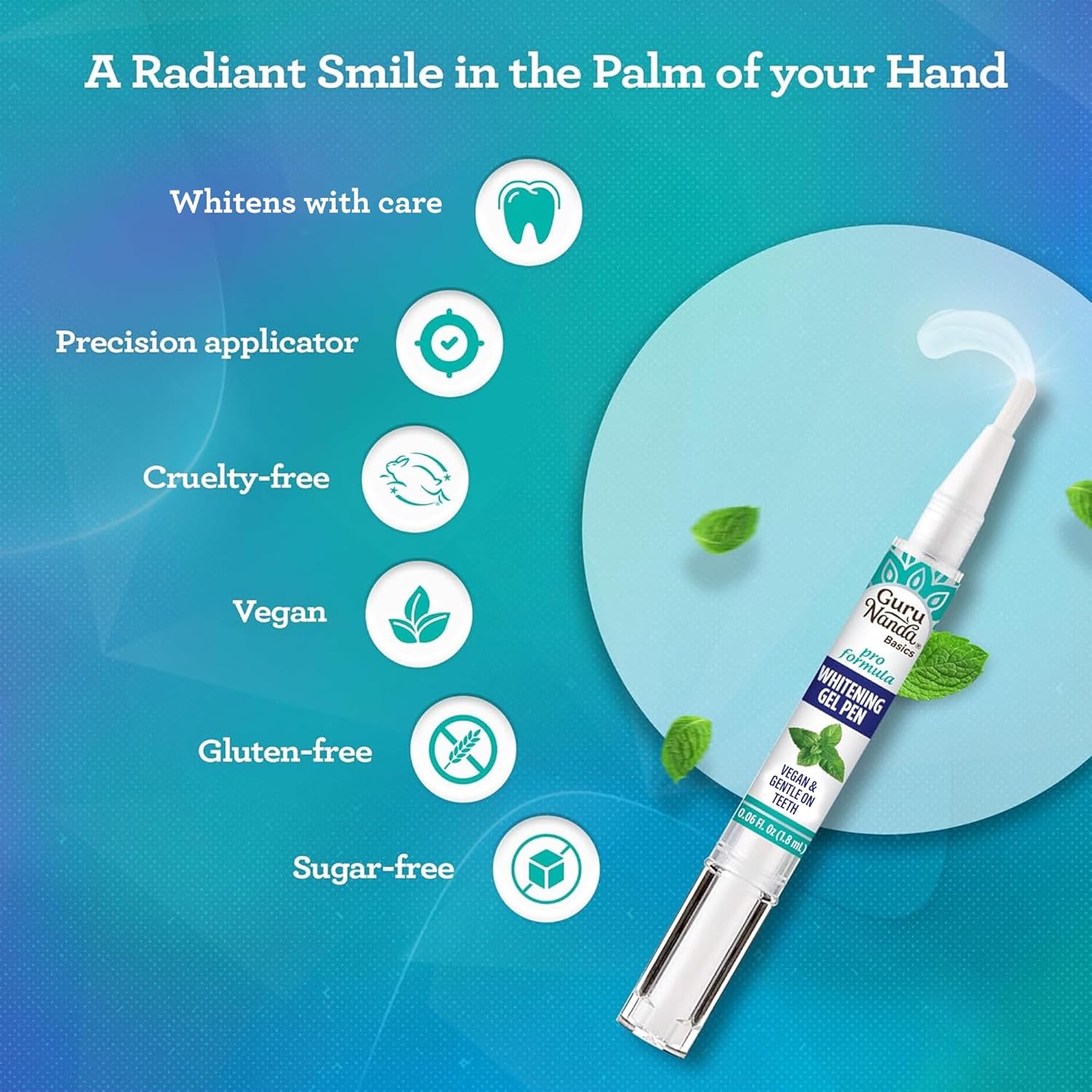 Teeth Whitening Pen,(0.06 Fl Oz)-20 Uses, Vegan & Gentle on Teeth Pro Formula - Hydrogen Peroxide Whitening Gel Pen, Cruelty-Free, Mint Flavor