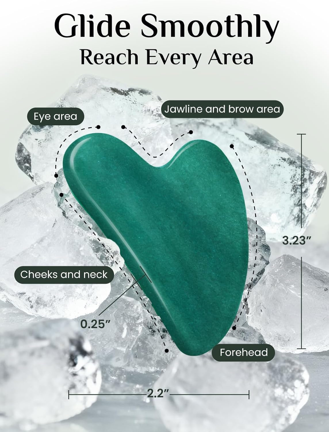 Gua Sha Facial Tools: Jade Stone Guasha Tool for Face Acupuncture Therapy, Facial Massager for Jawline Sculpting and Puffiness Reducing (Green)