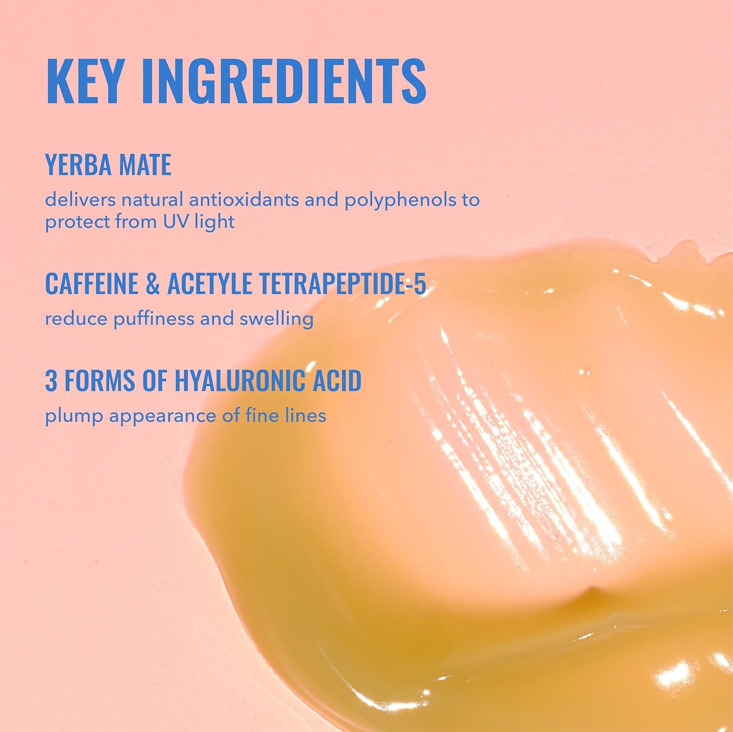 Yerba Mate Wake up Eye Gel - Hydrating under Eye Gel Cream with Hyaluronic Acid and Caffeine - Target Dark Circles and Puffiness - Skin Care for Face