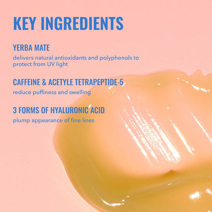 Yerba Mate Wake up Eye Gel - Hydrating under Eye Gel Cream with Hyaluronic Acid and Caffeine - Target Dark Circles and Puffiness - Skin Care for Face