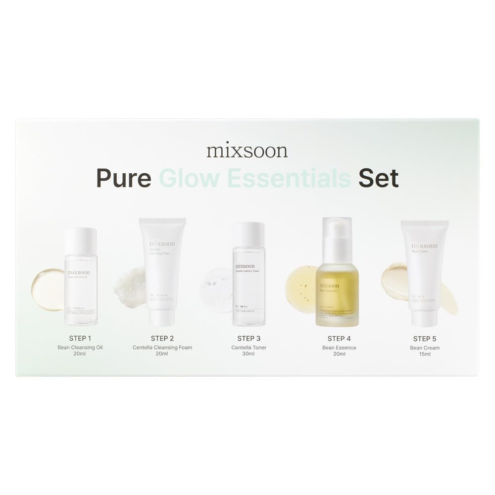 Pure Glow Essentials Set - 5-Step Skincare Kit - Travel Kit, Travel Size Kit, Hydrating Skincare Gift Set (15Ml*1+20Ml*3+30Ml*1) Korean Glass Skin Care